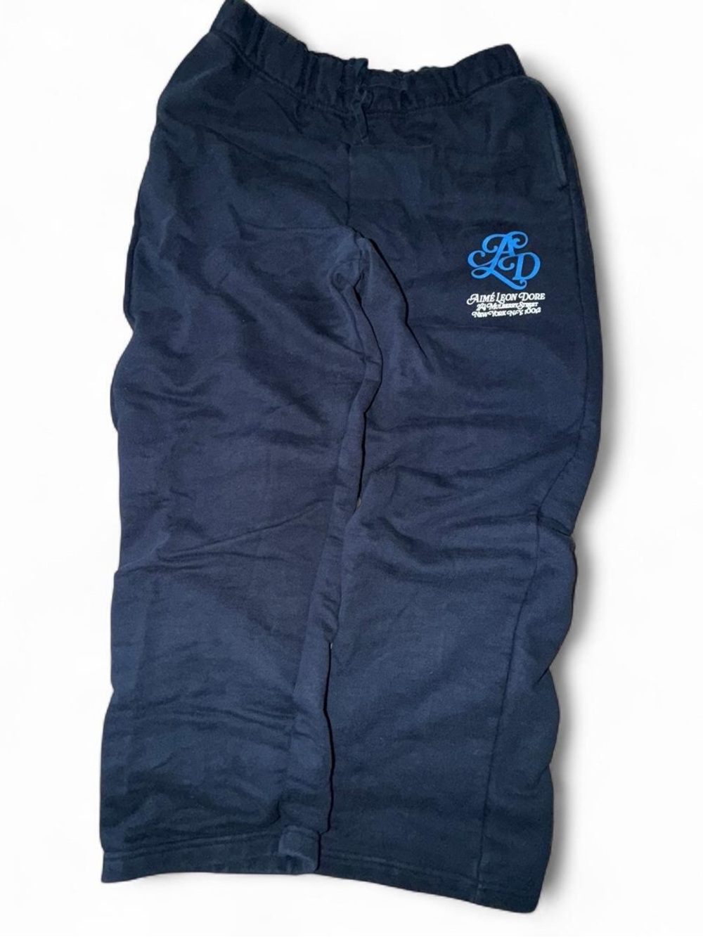 Aime Leon Dore heavyweight navy sweatpants with white logo large